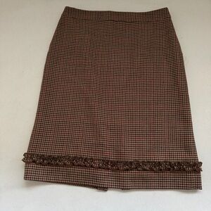 Wool Skirt Vintage Casual Corner Brown Tan Pencil Knee-Length Workwear Size 6
